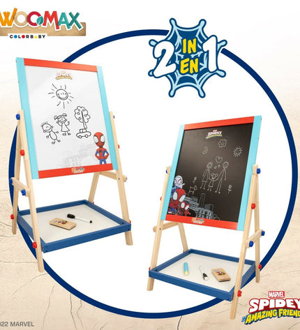 Spidey Bord 2-in-1 speelgoed en creatieve activiteiten, 4 onderdelen, 40x64.5x31.5 cm, geschikt voor kinderen.