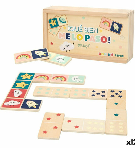 Set of 12 Mr. Wonderful dominoes for fun games and entertainment, featuring colorful and playful design.