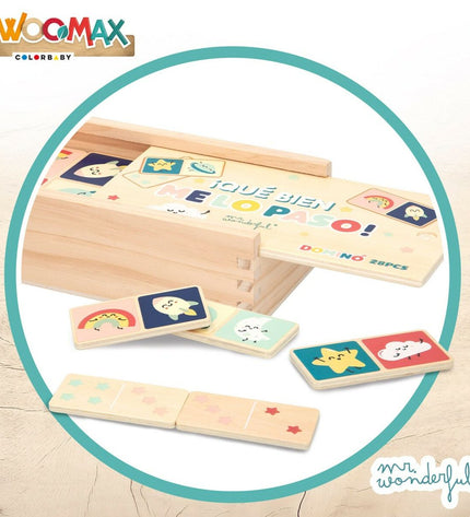 Set of 12 Mr. Wonderful dominoes featuring colorful designs, perfect for playing games and entertaining with friends.