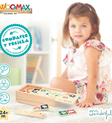 Set of 12 Mr. Wonderful domino tiles featuring colorful, playful designs for fun family games and entertainment.