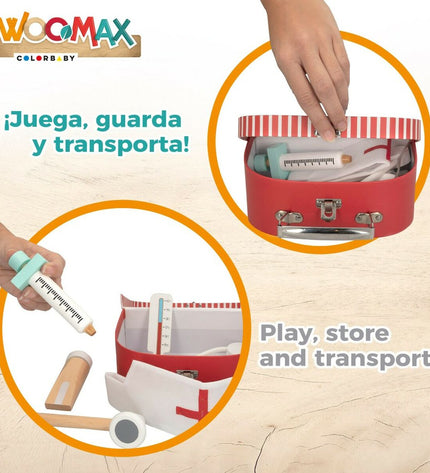 Woomax speelgoed dokterstas met accessoires, 6-delige imiteerspel set voor kinderen, speelgoed en games voor roleplay.