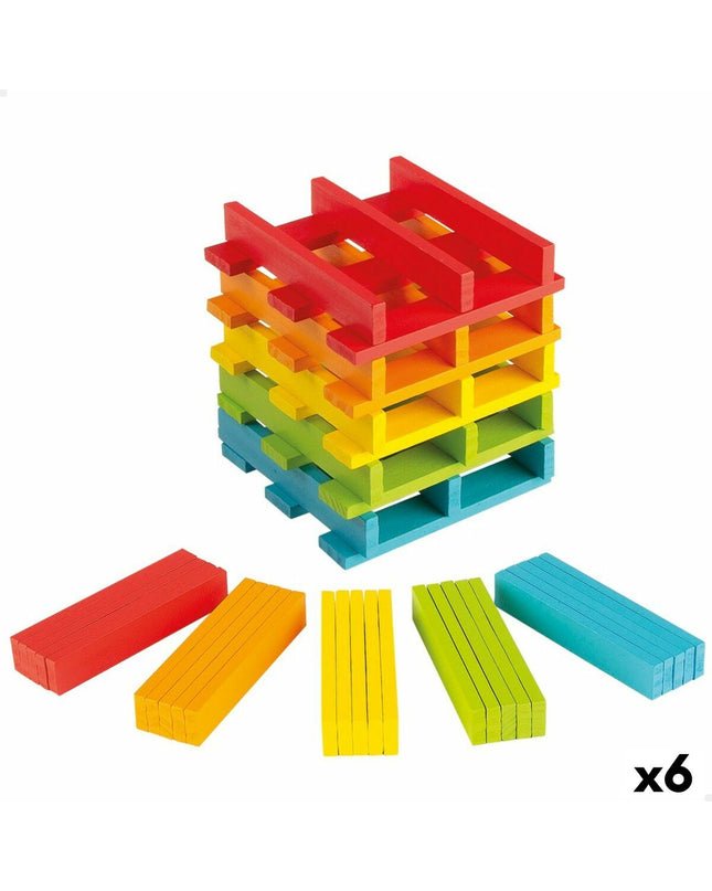 Woomax Blokken stapel speelgoed for babies, 10 x 0.5 x 1.8 cm, set of 6 with 100 colorful stacking blocks for young children