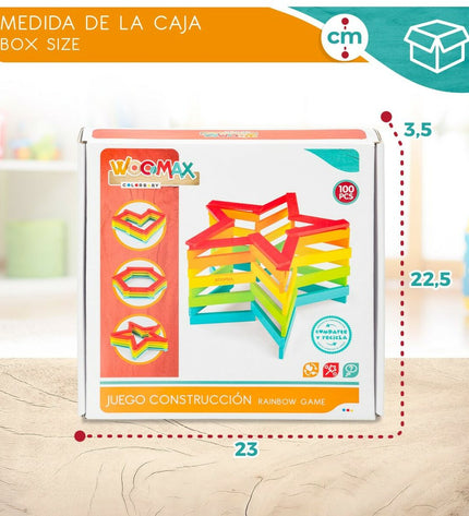 Woomax Blokken Stapelen speelgoed for babies, set of 100 small stacking blocks in various colors and sizes for young children.