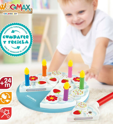 Set of six wooden Woomax Tarta 26 parts for children’s pretend play, toy and game, imiteerspelletjes speelgoed