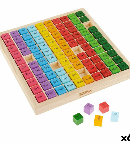 Set of six Woomax baby agility game parts, 19x2x19 cm, colorful plastic components for young children's play and development.