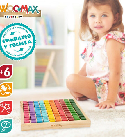 Set of six Woomax baby agility play parts, 19x2x19 cm, designed for young children's developmental toys.