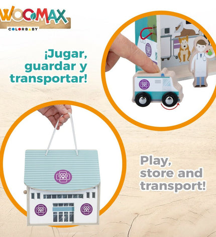 Woomax dierenarts speelset met 9 onderdelen voor poppen en actiefiguren, 19x18x19 cm, speelgoed voor kinderen
