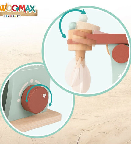 Set of six Woomax toy mixers, colorful plastic imitation kitchen appliances, 10x18x17 cm, for pretend play and role-playing games.