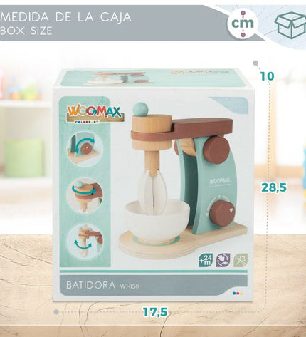 Set of six Woomax toy mixers measuring 10x18x17 cm, designed for pretend play and imitative game fun.