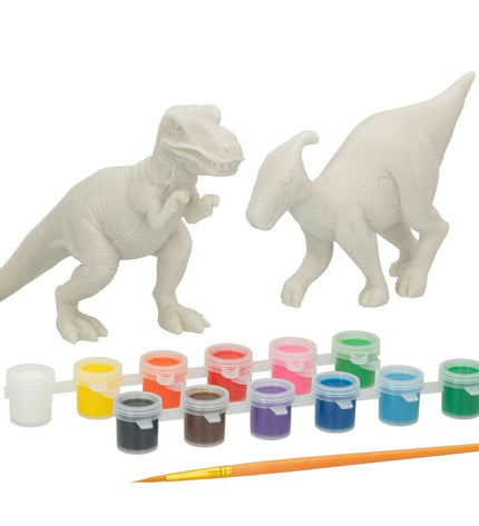 Set van 2 PlayGo dinosaurussen speelgoed met 15 schilderonderdelen, 14.5 x 9.5 x 5 cm, voor creatief knutselen en spelen