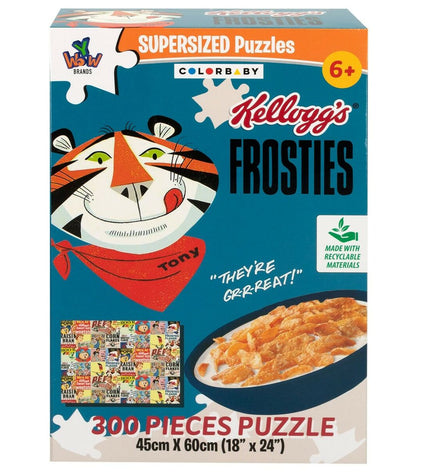 Colorbaby Frosties puzzle with 300 pieces, six sets, featuring Kellogg's Frosties cereal theme, measuring 60x45 cm.