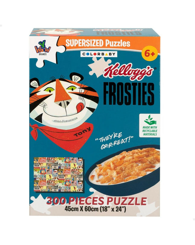 Colorbaby Frosties puzzle with 300 pieces, six sets, featuring Kellogg's Frosties cereal theme, measuring 60x45 cm.