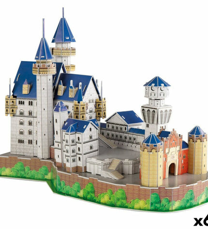 Colorbaby 3D Swan Castle puzzle with 95 pieces, showing colorful castle design and assembled structure, perfect for children.