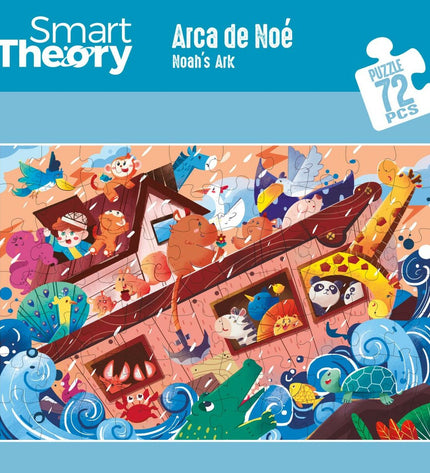 Colorbaby Noah's Ark puzzle with 72 pieces, featuring colorful animal images on a 90x60 cm board, six puzzle sets included.