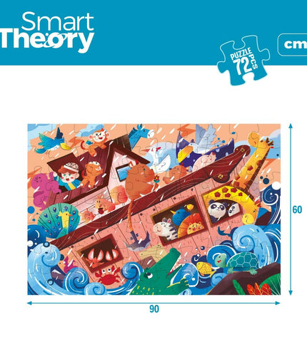 Colorbaby Noah's Ark puzzle with 72 pieces, colorful wooden toy for children, measuring 90x60 cm, includes six puzzle sets.