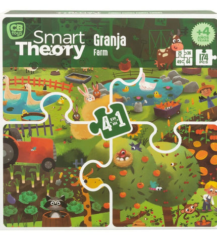 Colorbaby 4-in-1 farm puzzle with 174 pieces, colorful animal and farm scene, measuring 68x68 cm, for children’s educational play.