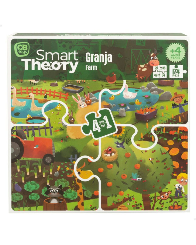Colorbaby 4-in-1 farm puzzle with 174 pieces, colorful animal and farm scene, measuring 68x68 cm, for children’s educational play.