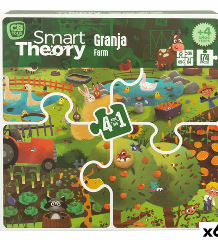 Colorbaby 4-in-1 farm puzzle with 174 pieces, designed for children, featuring colorful farm images and durable puzzle pieces.