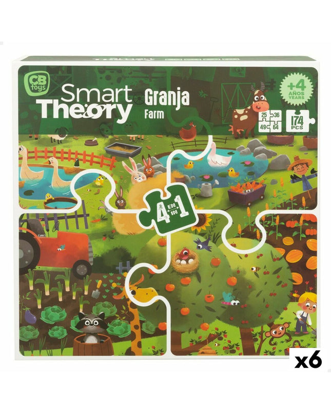 Colorbaby 4-in-1 farm puzzle with 174 pieces, designed for children, featuring colorful farm images and durable puzzle pieces.
