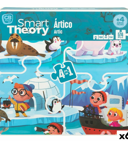 Colorbaby Artic 4-in-1 wooden puzzle set with 174 pieces, colorful Arctic-themed images, suitable for kids’ educational play.