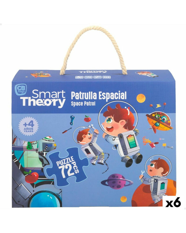 Colorbaby Space Patrol puzzle set with 72 pieces, colorful space-themed jigsaw puzzles, 90x60 cm, includes six puzzles.