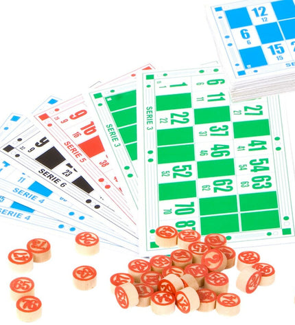 Set of 24 Bingo CB Games wooden, paper, and plastic game pieces for fun, toys, and game accessories.