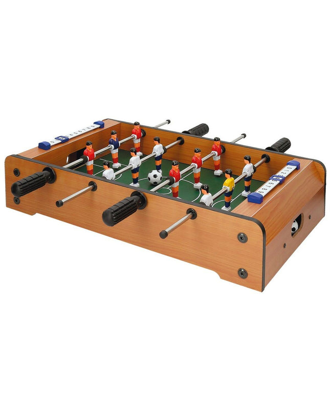 Set of four CB Games table football player figures, 50 x 9.5 x 31 cm, for toy table football games.