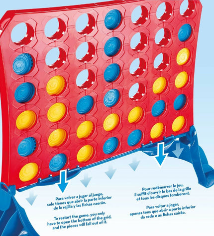 Set of 6 CB Games 4 Op Eén Rij toy game sets with 42 pieces, measuring 31.5 x 26 x 13 cm, including various game components.