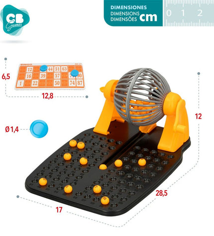 Six CB Games Bingo CB Games cardboard plastic game pieces, colorful and stacked for playing bingo.
