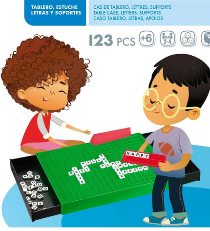 Set of six CB Games word puzzles, 25.5 x 3 x 19 cm, featuring colorful game pieces and text-based gameplay accessories.