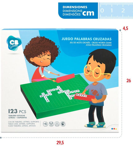 Set of six CB Games word puzzle cards measuring 25.5 x 3 x 19 cm, designed for educational and fun gameplay.