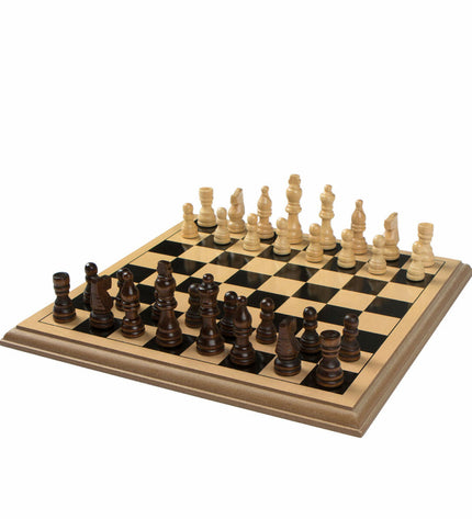 Set of four wooden chess games by CB Games, featuring classic chess pieces on polished wooden boards.