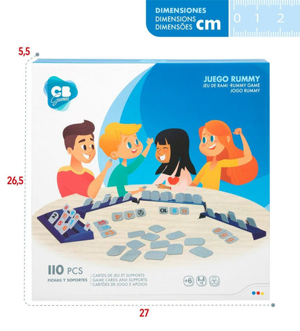 Set of six CB Games board games with 107 pieces, measuring 26 x 3 x 10 cm, featuring colorful game components and accessories.