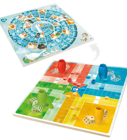 CB Games Parchis en Oca board game set with 25x25 cm colorful game board and 25 pieces for children and family fun.