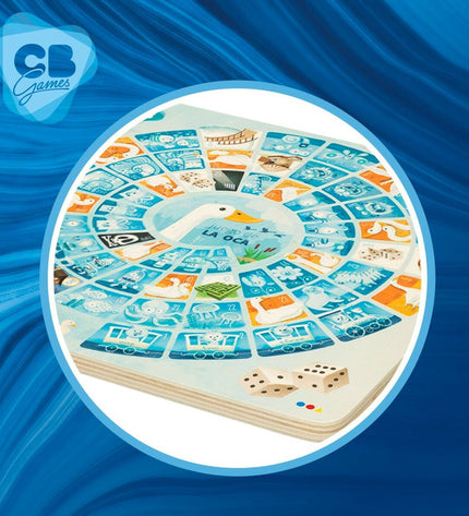 CB Games Parchis en Oca game board set with 25x25cm wooden board and six sets of colorful game pieces.