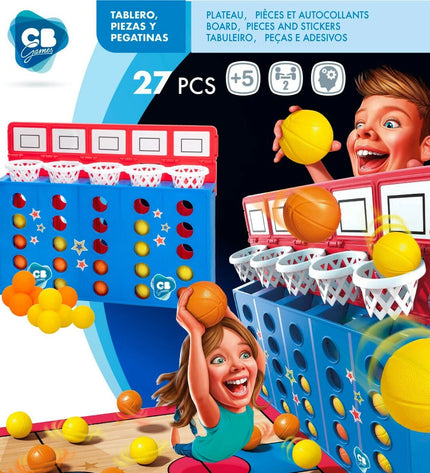 Six Colorbaby 4 op één rij game sets, colorful wooden game pieces, and storage box for kids' educational play.