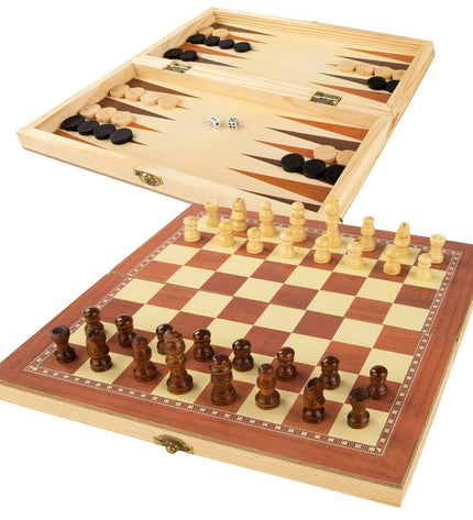 Six CB Games wooden chess and backgammon game boards, compact and durable, perfect for classic board game fun.