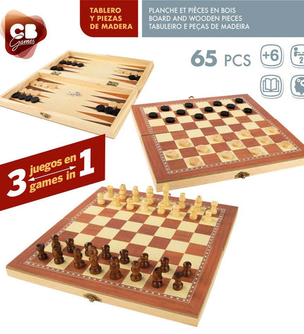 Six CB Games wooden backgammon and chess game boards, featuring classic designs for play and entertainment.
