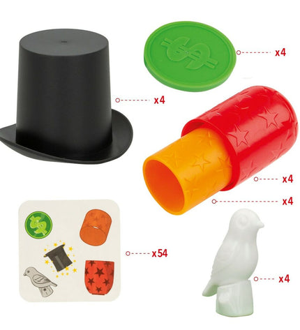 Set of six CB Games Hoge Hoed toy hats for playing and role-playing games, colorful and fun accessories for children's entertainment.