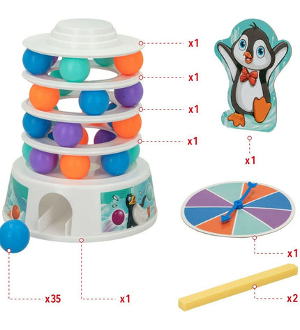 Six Colorbaby Pinguïn game pieces, colorful penguin toys for children, part of children's games and accessories.