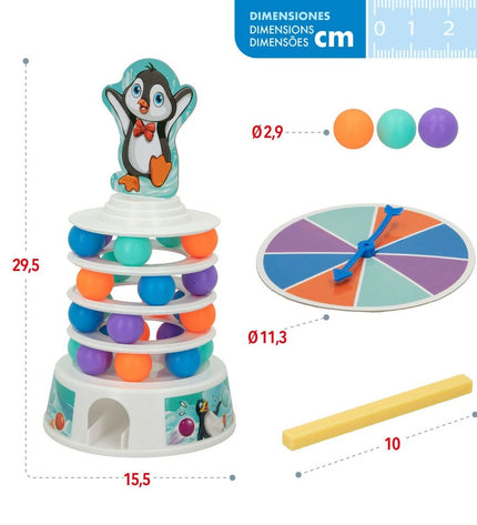 Set of six Colorbaby Penguin game pieces, colorful plastic penguins for children's toys and game accessories.