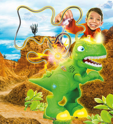 Set of six CB Games Dinosaurus toys, plastic dinosaur figures in various poses for play and collection.