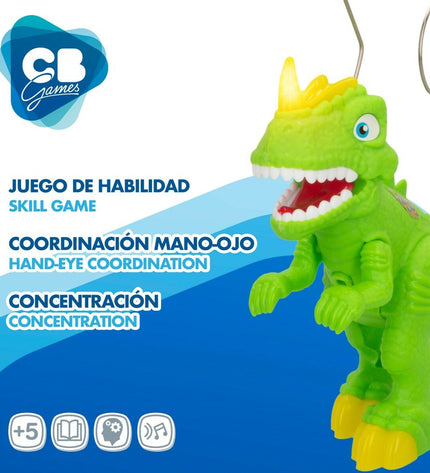 Set of six CB Games Dinosaurus toys, colorful plastic dinosaur figures for play and collection.