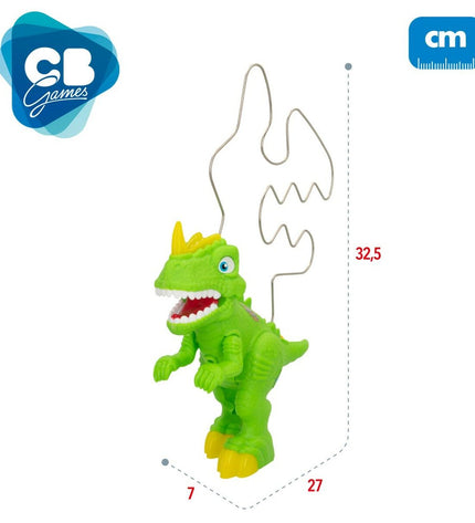 Set of six CB Games dinosaur toys, colorful plastic figurines for playing and collecting, suitable for kids and dinosaur enthusiasts.