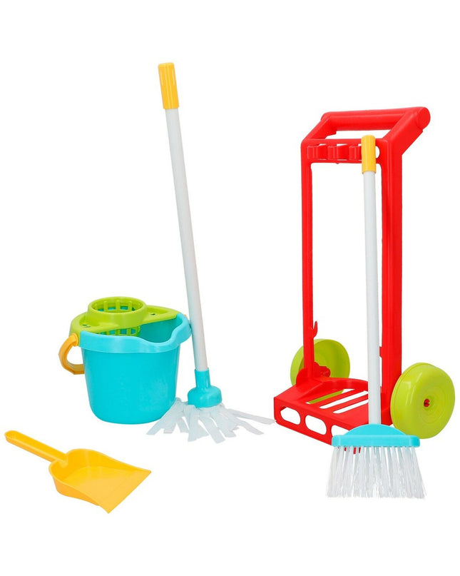 Colorbaby cleaning trolley with accessories, toy set including five pieces, 24.5 x 43.5 x 15 cm, suitable for imaginative play.