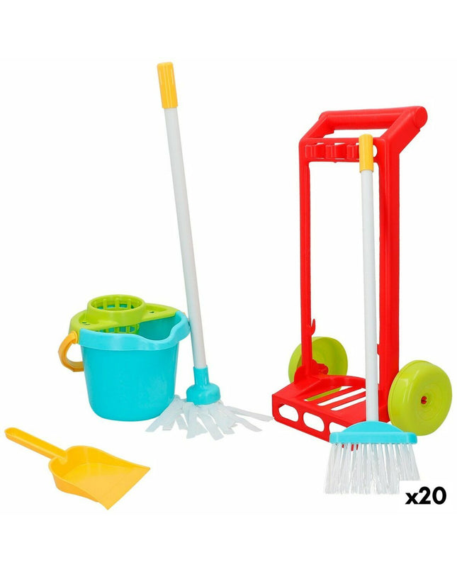 Colorbaby cleaning trolley with accessories including five play items, toy cleaning tools, colorful, compact 24.5x43.5x15 cm.