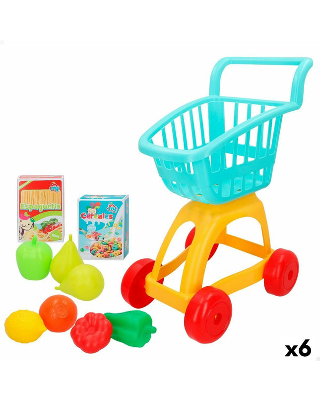 Colorbaby My Home toy cart with 10 pieces, colorful play set for kids, measuring 34x54x29 cm, includes six sets of play items.