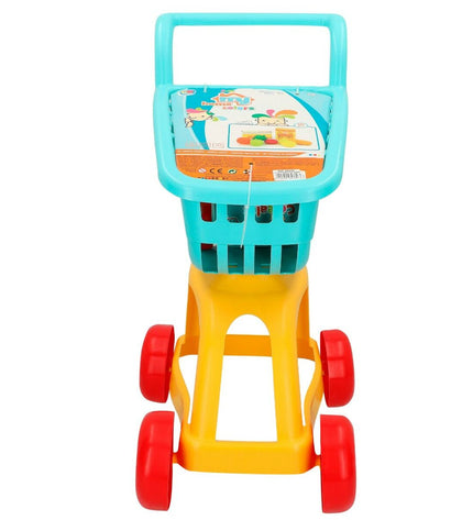 Colorbaby Winkelwagen speelgoed, 10 onderdelen, imiteerspelletjes, vibrant colors, designed for kids' pretend shopping play.