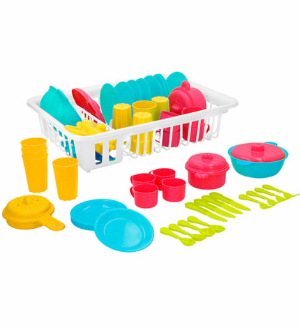 Colorbaby kids' toy set with 35 washable play pieces, including utensils and accessories for imaginative role-playing.