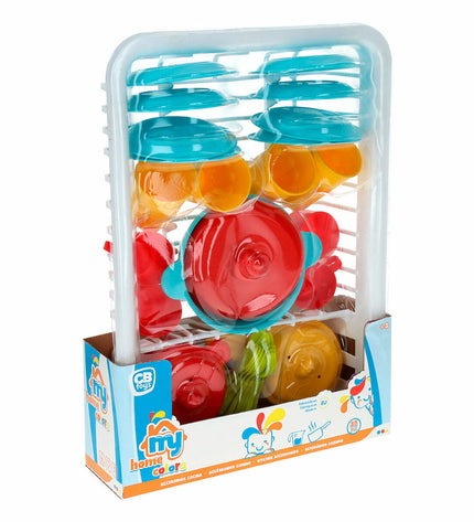 Colorbaby children's toy set with 35 washable pieces, including dishes and utensils for imaginative play and pretend cooking.